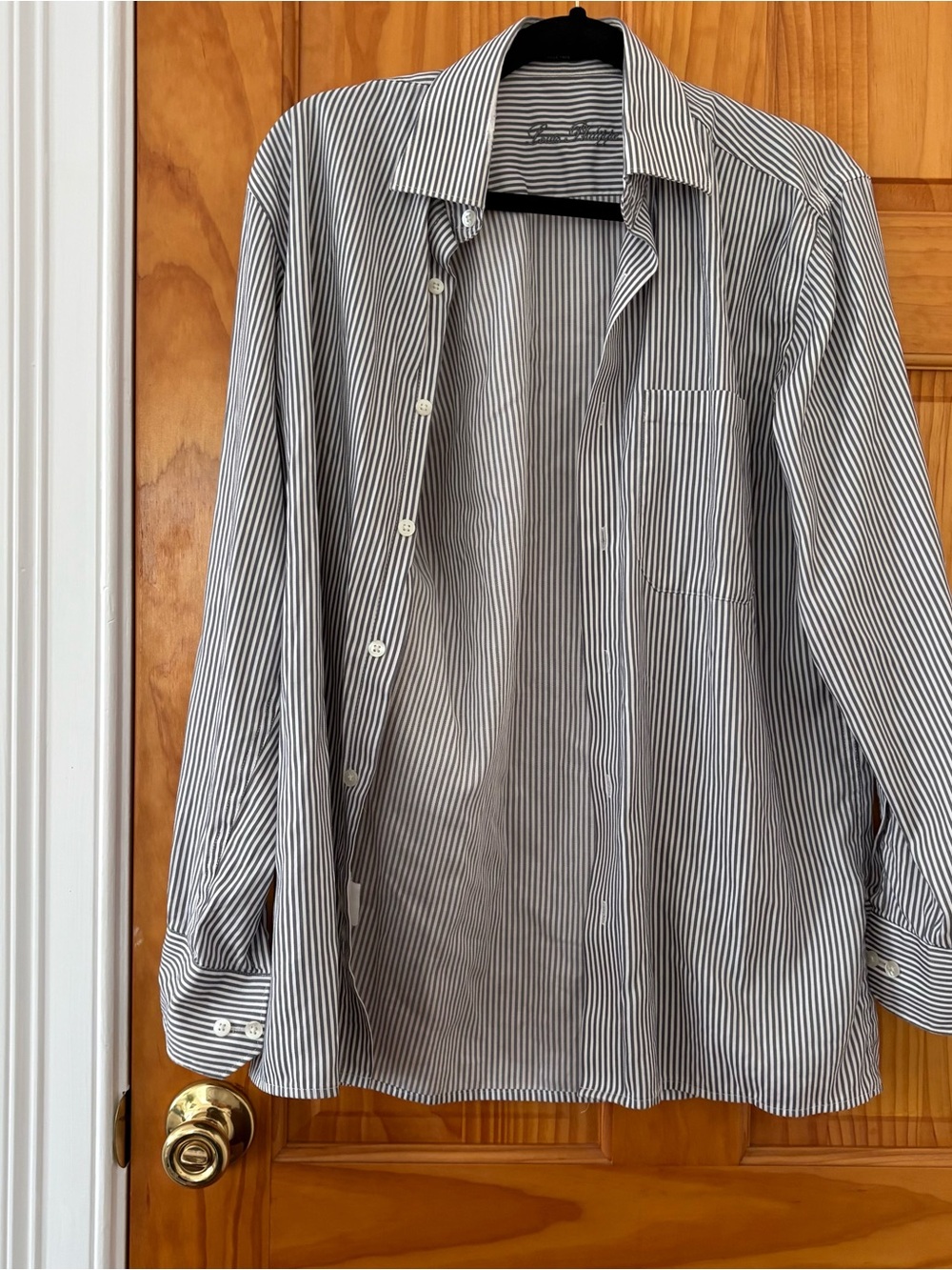 Sezane-Style Grey and White Stripe Button Down
